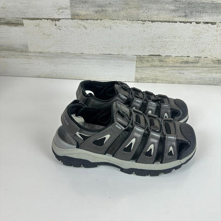 Skechers Men's Slip On Tresmen Outseen Canvas Fisherman Sandal,Gray, Size 8