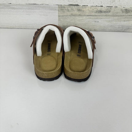 CUSHIONAIRE Women's Leah Crossover Strap Cork Footbed Rose Gold Sandal Size 8 M