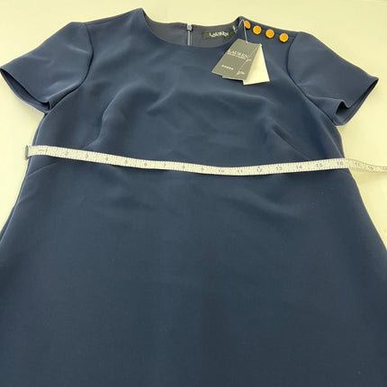 Lauren Ralph Lauren Two-Tone Button-Trim Crepe Shift Dress Women's Dress, Size 4