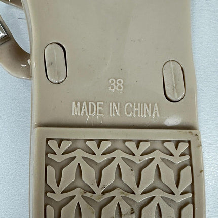 OMGard Womens Studded Sandals Jelly Shoes Flats, Beige Woman Summer, Size 7