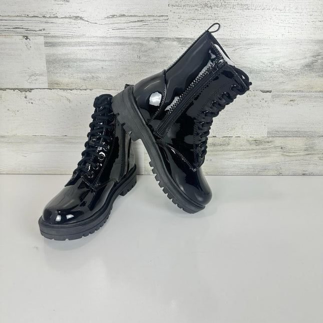 Soda FIRM - Lug Sole Combat Ankle Bootie Lace up w/Side Zipper, Black, Size 8.5