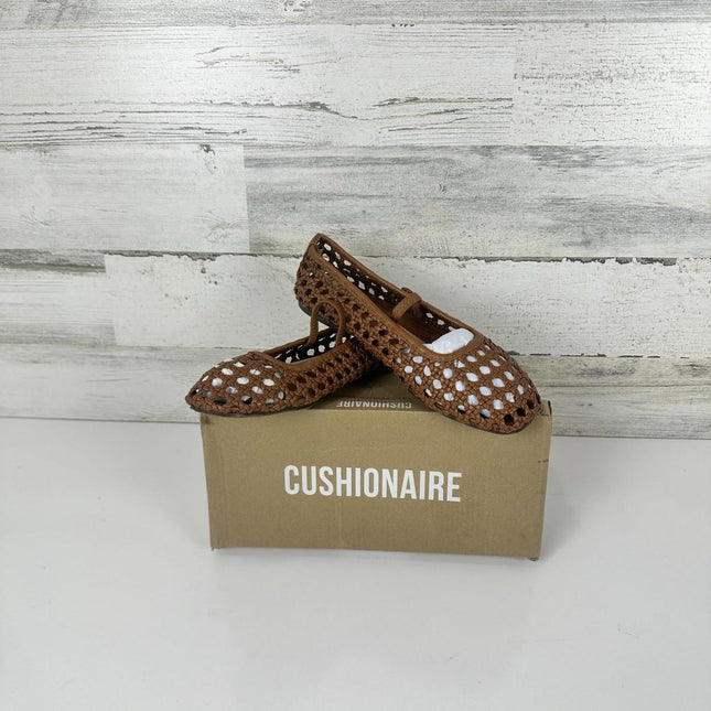 CUSHIONAIRE Women's Weavy Squared Toe Woven Ballet Flat, Memory Foam, Size 6.5 W