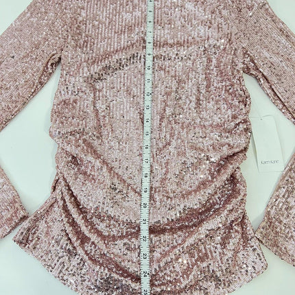 Karen Kane Side Shirred Sequin Women's Top, Pink, Size M