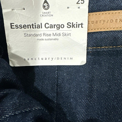 Sanctuary Women’s Essential Cargo Standard Rise Midi Skirt Denim 25 , Blue