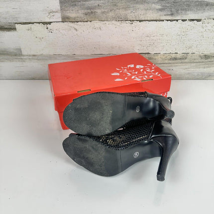 UTIKLIOU Women's Peep Toe Stilettos High Heel Sandals Lace Up Summer Boots, Sz 6