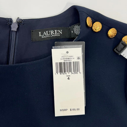 Lauren Ralph Lauren Two-Tone Button-Trim Crepe Shift Dress Women's Dress, Size 4