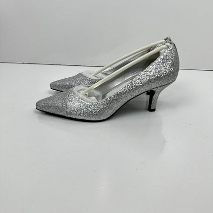 Women's Chiffon Slings by Easy Street in Silver Glitter (Size 6 1/2 M)