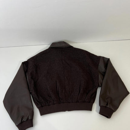 Astr the Label Sorine Collared Mixed Media Bomber Jacket, Women’s Size S