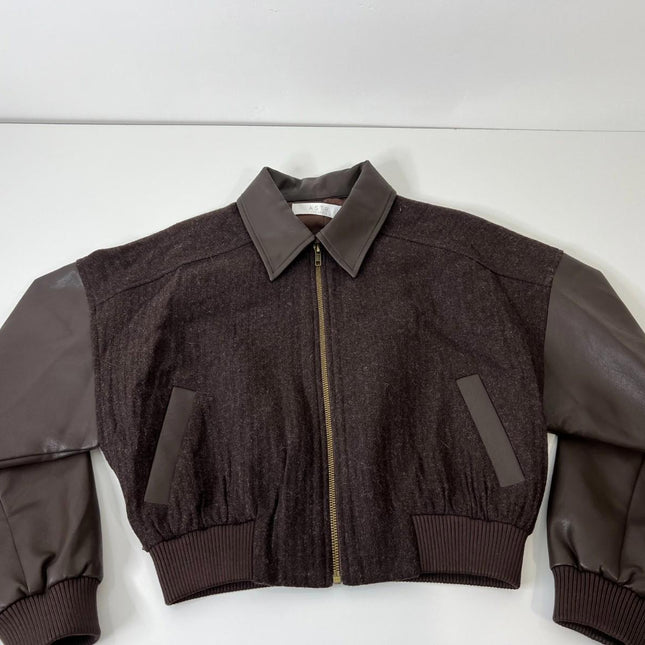 Astr the Label Sorine Collared Mixed Media Bomber Jacket, Women’s Size S