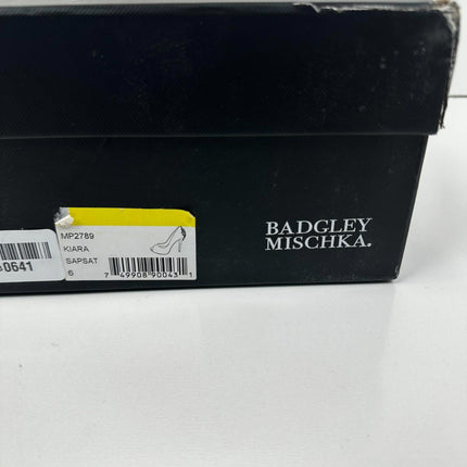 Badgley Mischka - Kiara Crystal Pumps, Peep Toe, Sapphire Satin, Size 6, Women's