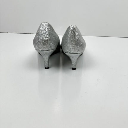 Women's Chiffon Slings by Easy Street in Silver Glitter (Size 6 1/2 M)