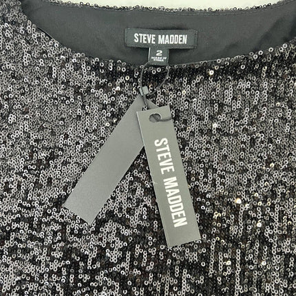 Steve Madden Ginger Long Sleeve Sequin Mini Women's Dress, Black, Size 2