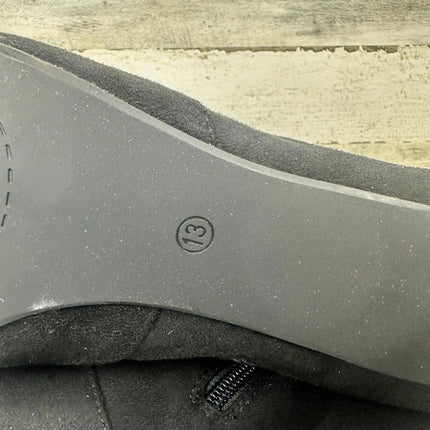 Meleell Chic Knee-High Boots Black Suede Pointed Toe Stack boots Heel Wide SZ 13