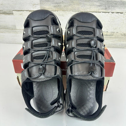 Skechers Men's Slip On Tresmen Outseen Canvas Fisherman Sandal,Gray, Size 8