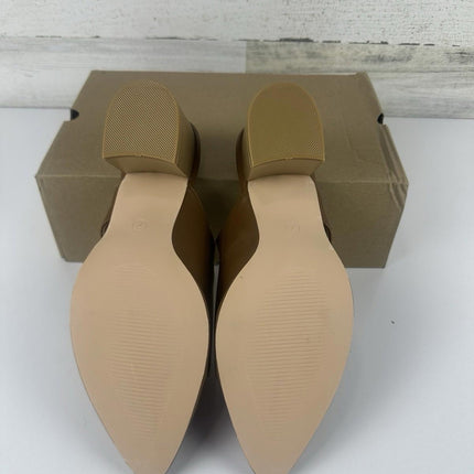 SYKTKMX Women’s Cutout Backless Stacked Closed Toe Heeled Mules Brown Size 7 NEW