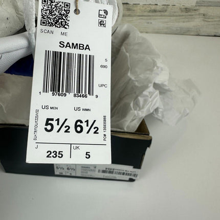 adidas Unisex Samba Indoor Sneaker, White/Black/Vivid Red, Size 5.5 Men,6.5Women