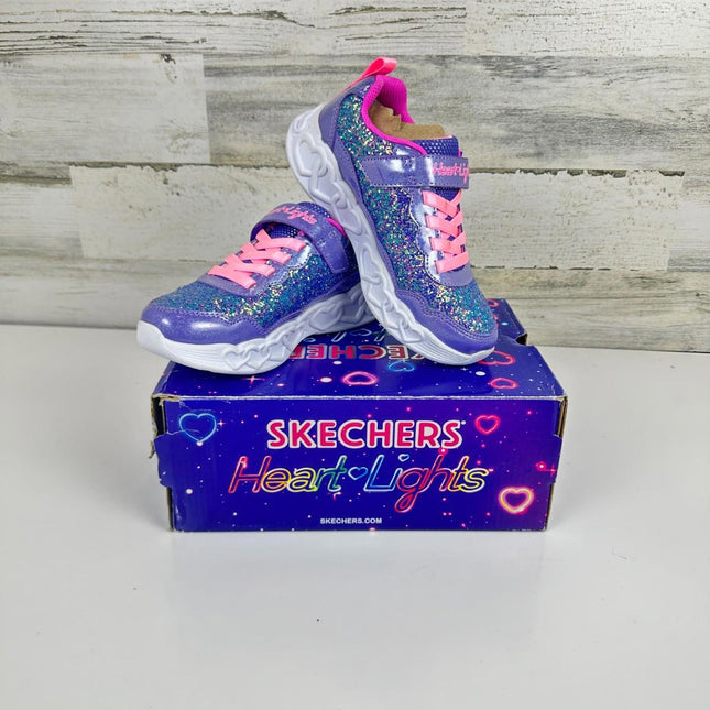 Skechers Kids Girls Infinite Heart Lights-Fresh Sneaker, Purple/Pink, Size 13.5