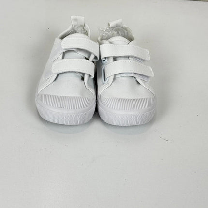 Boy's Girl's Toddlers Canvas Sneakers Slip-On Lightweight Kids White Sneakers, 8