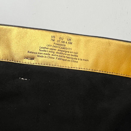 Donna Karan New York Women's Clari Tall Boot Black Leather Gold Heel Size 7 NIB