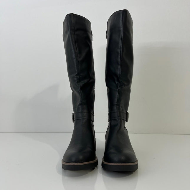 Sun + Stone Blakelyy Buckled Riding Women’s Boots, Black, Size 8M