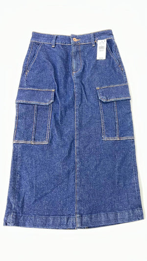 Sanctuary Women’s Essential Cargo Standard Rise Midi Skirt Denim 25 , Blue