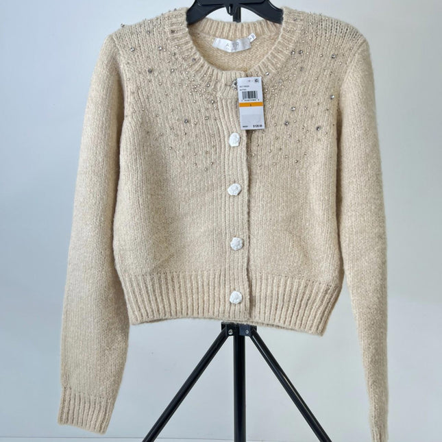 Astr the Label Sigourney Crewneck Cardigan Sweater, Size S